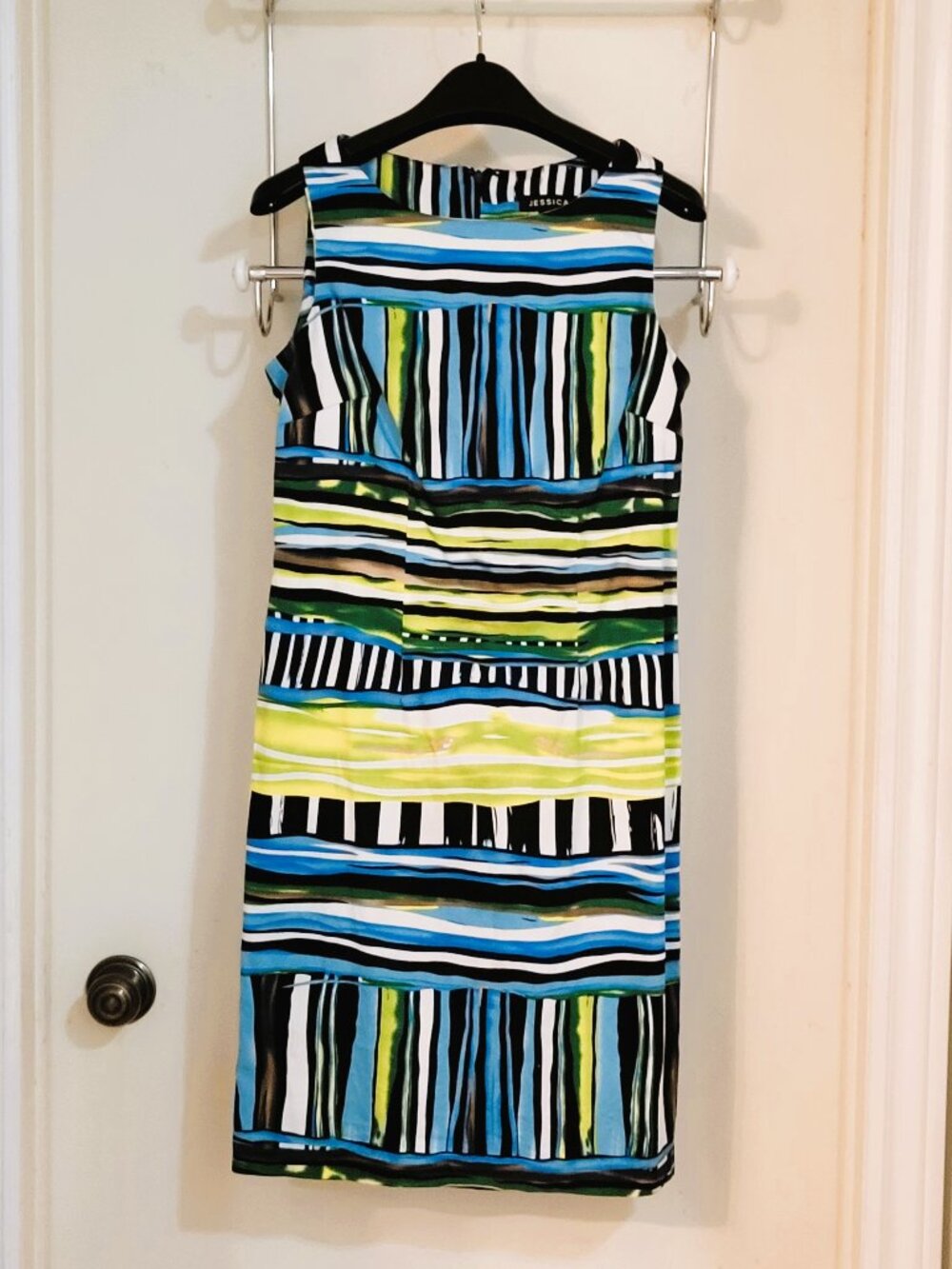 Jessica sleeveless cotton dress vibrant blue, green, yellow - Size 4